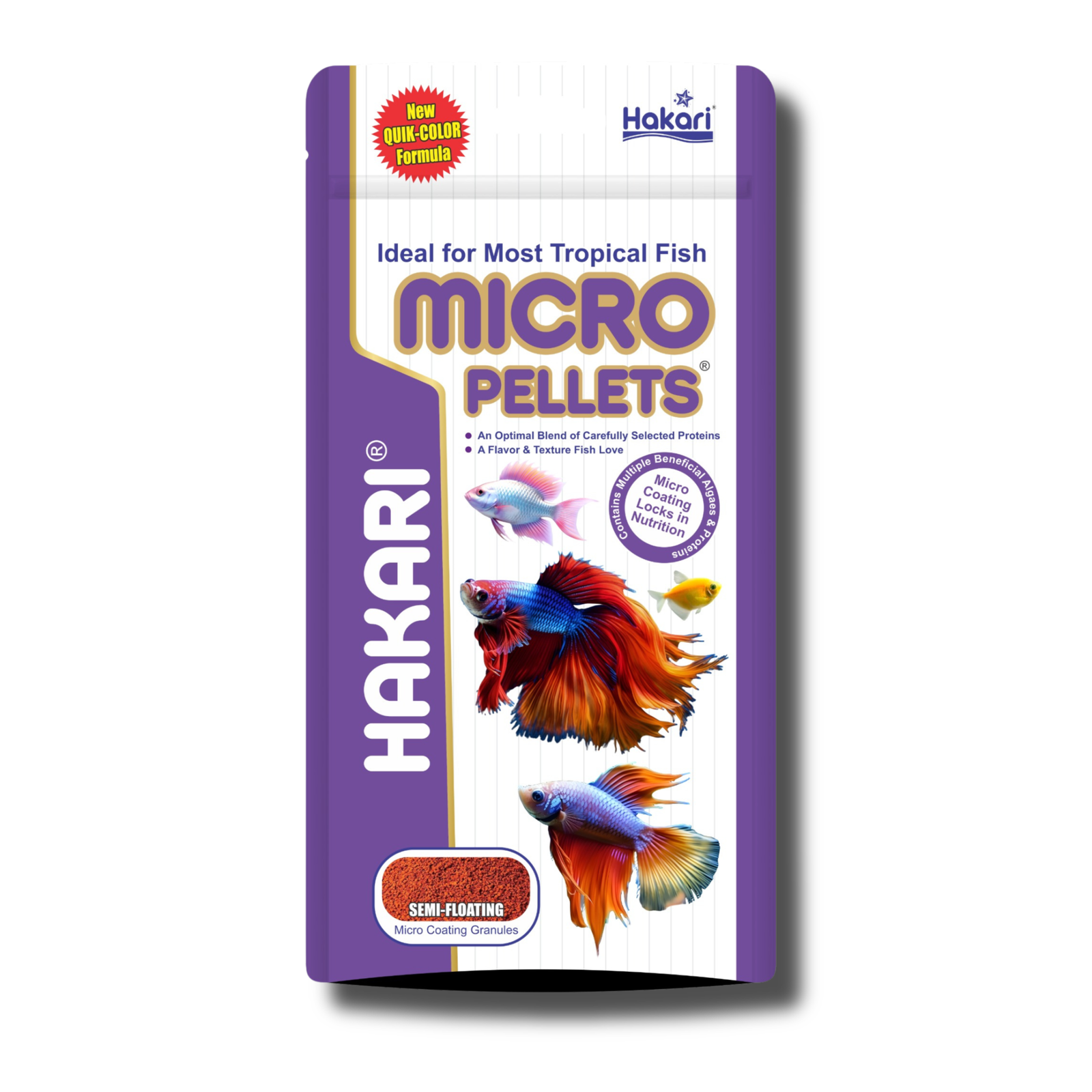 Hakari Micro Pellet Semi FLoating Fish Food for Betta , Guppy , Widow and Other Small Varieties Fishes 100 Gm